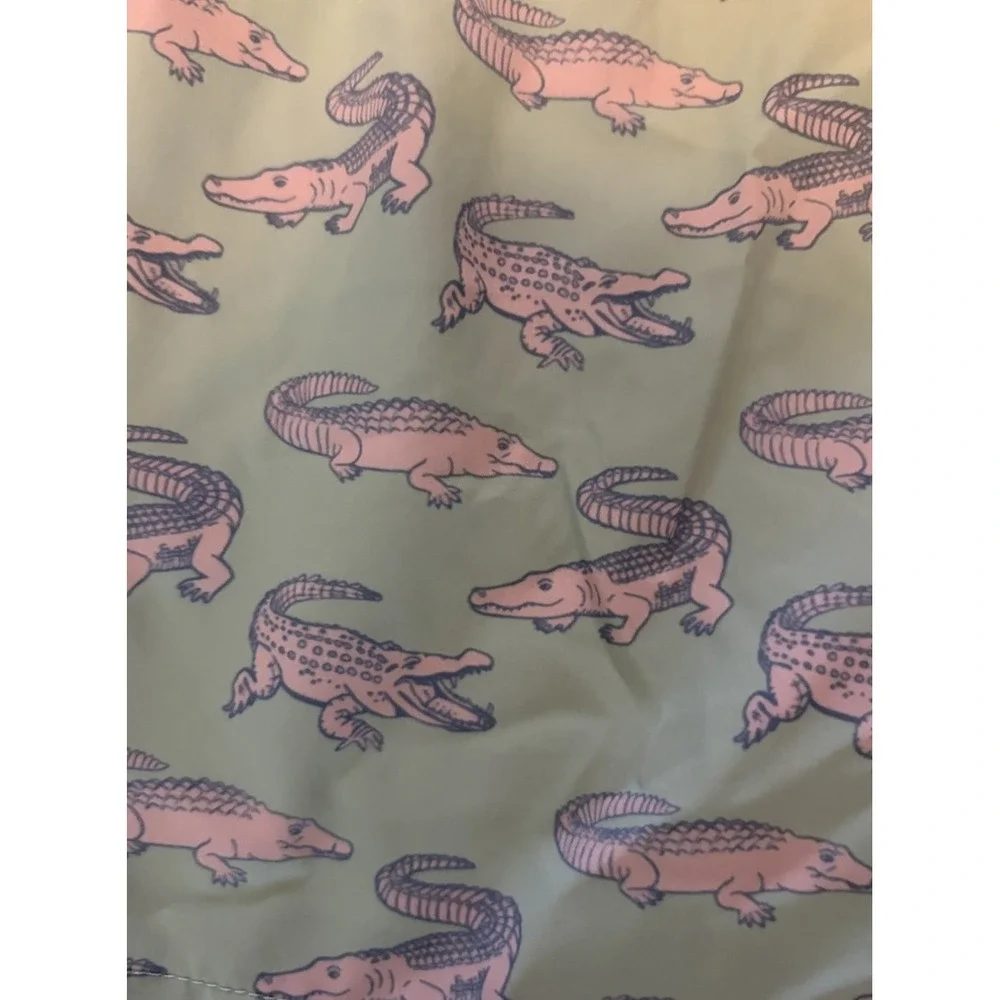 Bermies Boys Swim Suit Trunks Youth Size 10 Mint Green with Alligator‎ Print
